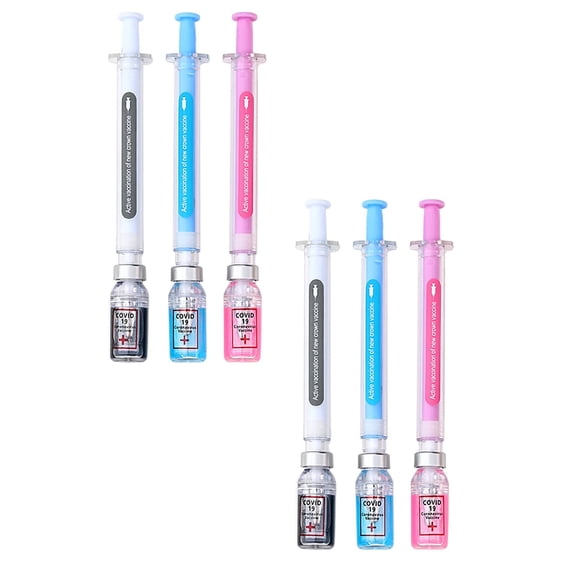 Syringe Pens for Nurses Creative Shaped Gel Ink Pens Set 0.38Mm Fine Point Black Ink Writing Pens Ergonomic Grip Smooth Writing Novelty Design Office Supplies Random Color Pen Body 3Pcs Set