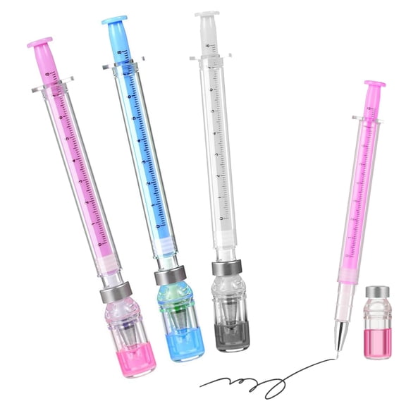 Syringe Shaped Gel Ink Pens, Colorful Vibrant Gel Ink with Comfortable Grip, Ideal for Nursing Students, Medical Staff, Office Use and Party Favors