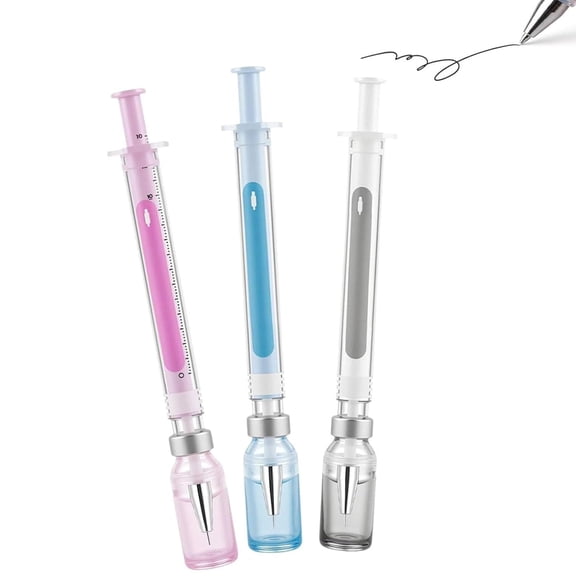 Syringe Shaped Gel Pens, 0.5mm Black Ink with Smooth Writing Flow, Creative Novelty Design for Doctors, Nurses, Students, Party Favors and Gifts