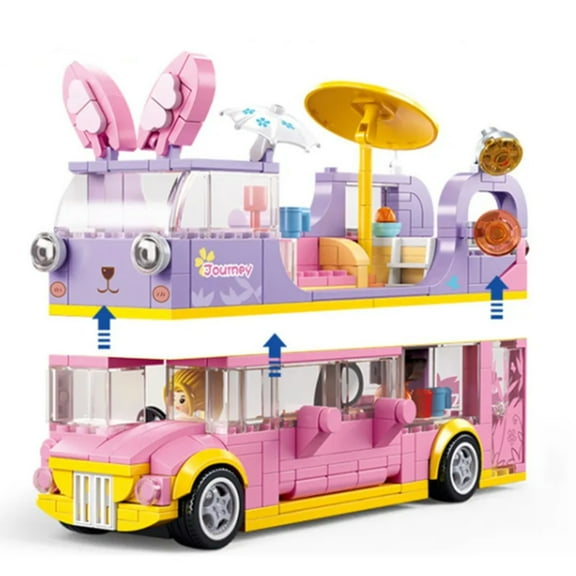 Syrinx Bunny Bus Building Blocks Set Compatible with Lego Friends Camper for Adults 14+ 412pcs