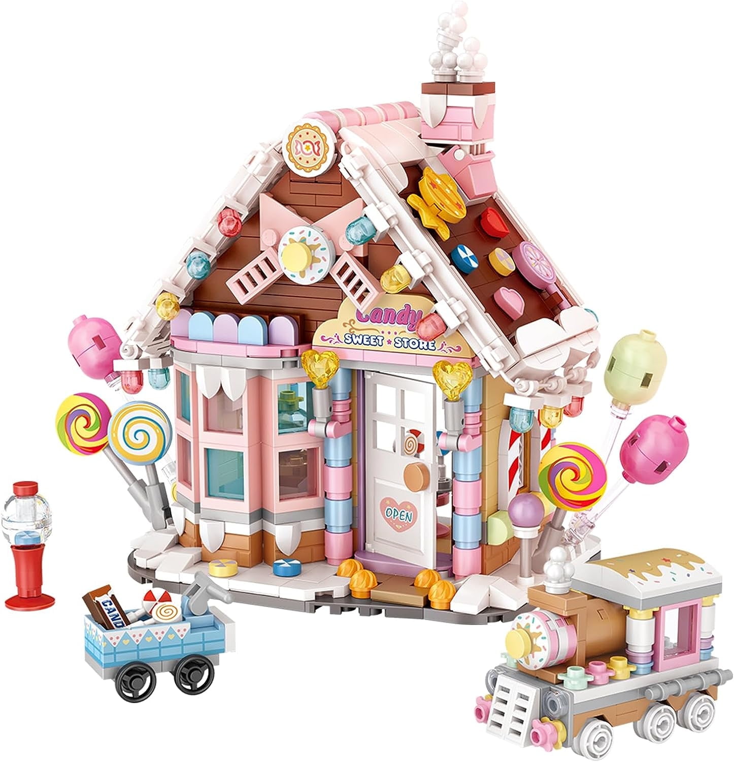 Syrinx Compatible with Lego Mini Building Blocks Christmas Gingerbread House Candy Store with Chocolate Truck Ice Cream Locomotive Walmart