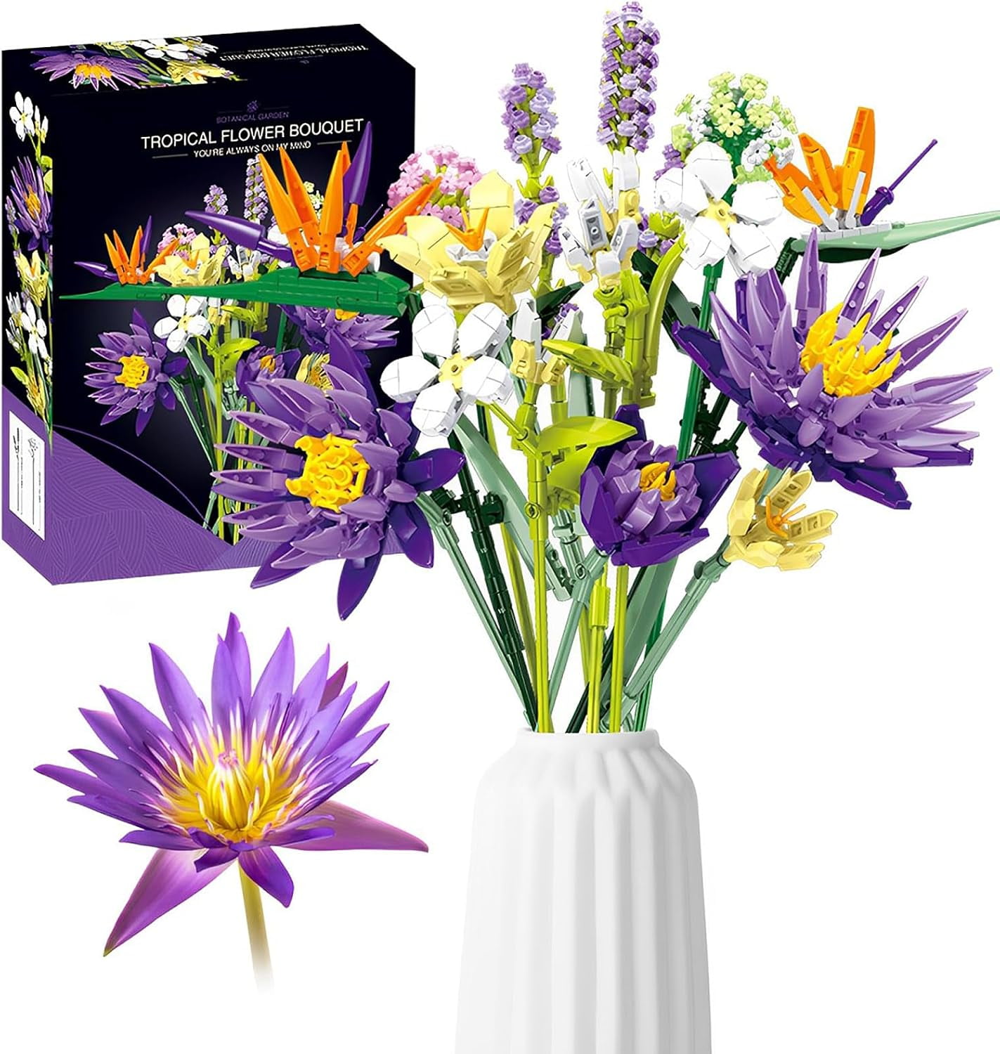 Syrinx Flower Bouquet Building Set, Compatible with Lego - Unique Home Decor for Kids and Adults