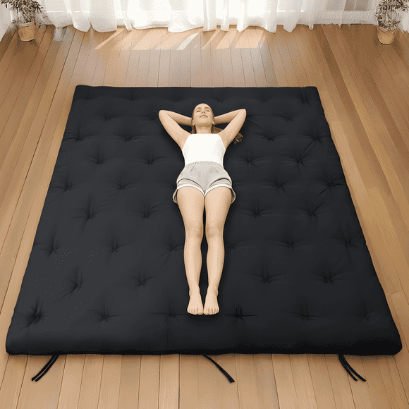 Syrinx Foldable Floor Futon Mattress, King 80"x76", Water Resistant for Home & Travel