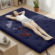 Syrinx Japanese Futon Mattress, Full, 75x54, Foldable Floor Sleeping Pad Blue