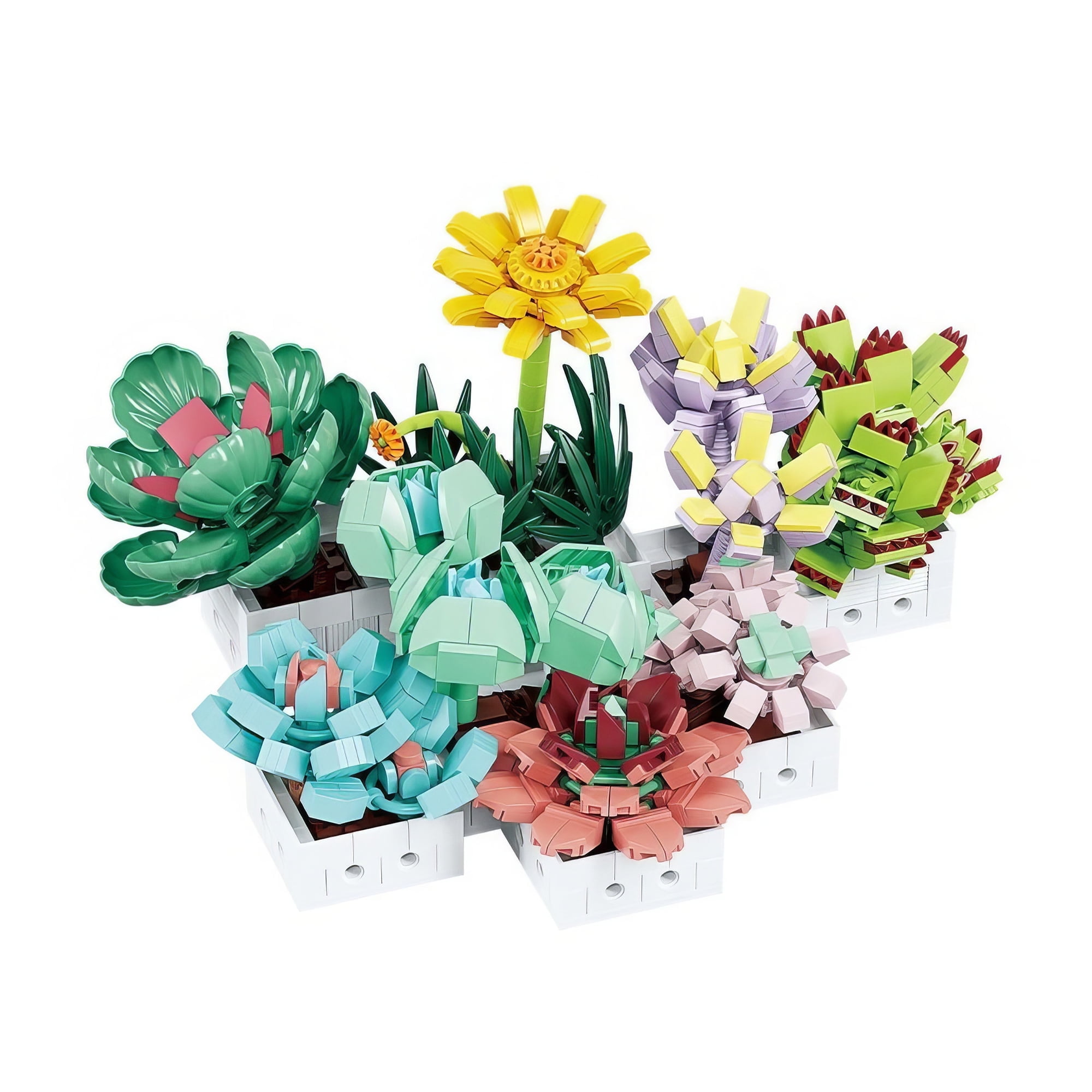 Syrinx Kid Adult Succulents Bouquet Bonsai Building Kit Toy - Compatible with Lego