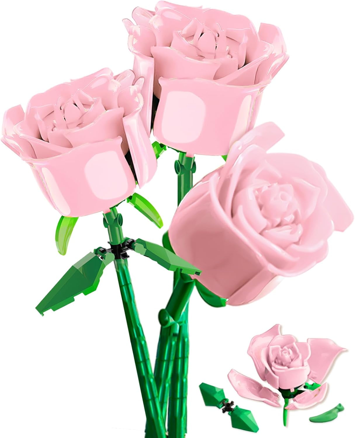 Syrinx Rose Flowers Bouquet Building Sets for Adults Girls, Compatible with Lego