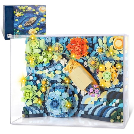 Syrinx The Starry Night Flowers Building Set Vincent Van Gogh with Lighting for Girls Not Compatible with Lego