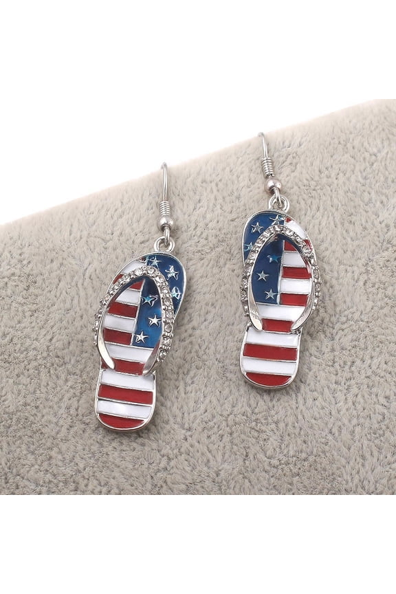 American Flag Sandal Earrings - United States of America Shoe, Sandal Earring American Flag, USA 4th of July, Independence Day, Sandel, Cute Fashion Patriotic