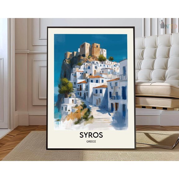Syros Greece Cycladic Island Travel Poster Wall Art Unframed Paper Print