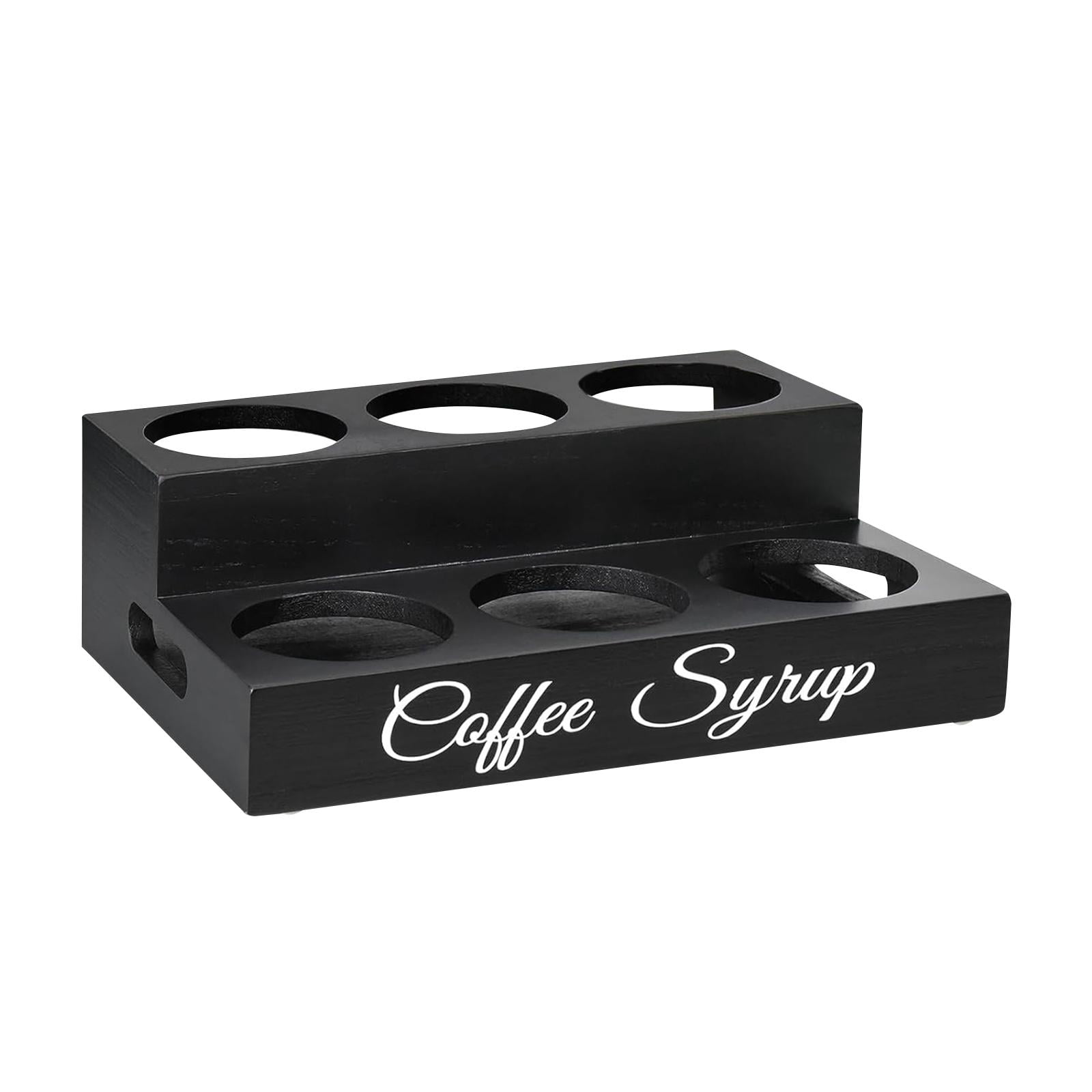 Syrup Bottle Holder Display Rack Coffee Organizer Wooden 2 Tier Stepped ...