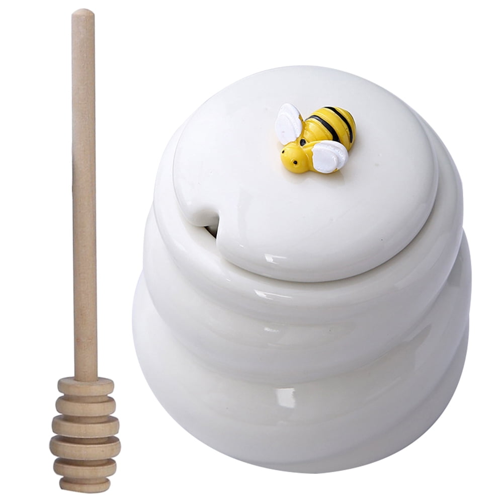 Syrup Ceramic Honey Jars Honey Jars with Dipper Jam Container Bee Honey