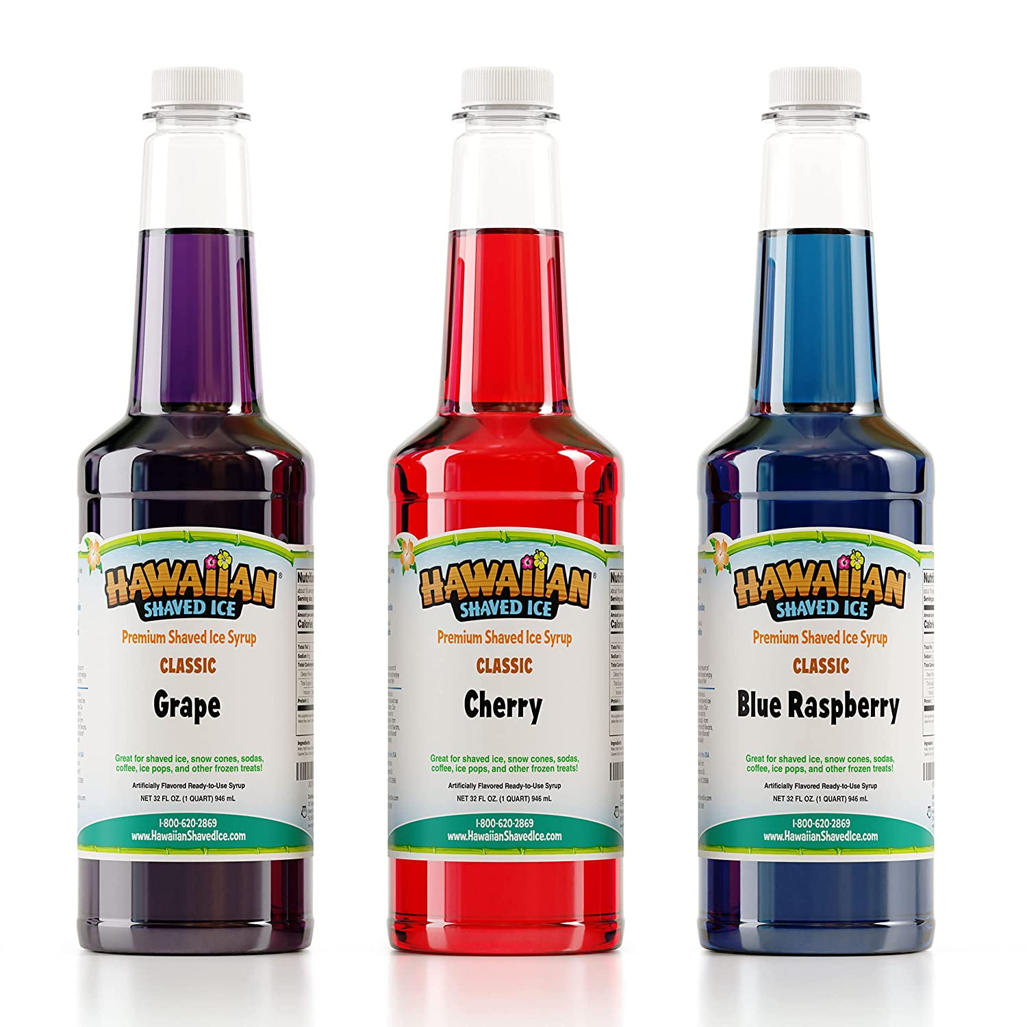 Blue Raspberry Qt Syrup Quart 3-pack, Cherry, Grape, & Blue Raspberry, for Slushies ...