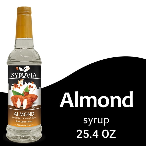 Syruvia Almond Syrup Pure Cane Coffee Flavoring Syrup, 25.4 fl Oz