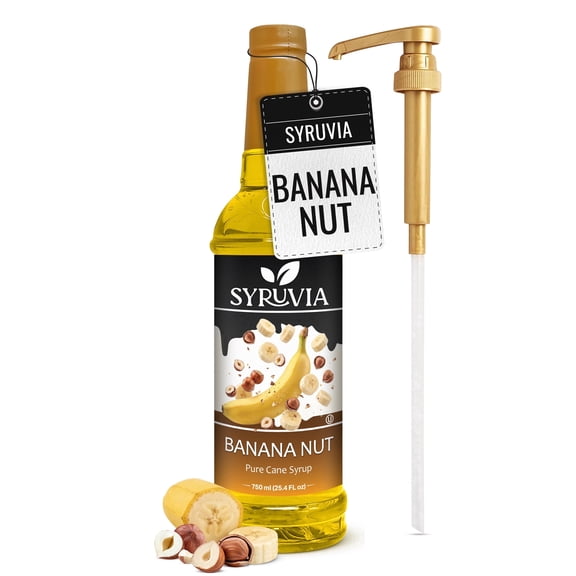 Syruvia Banana Nut Pure Cane Syrup 25.4 fl Oz With Pump