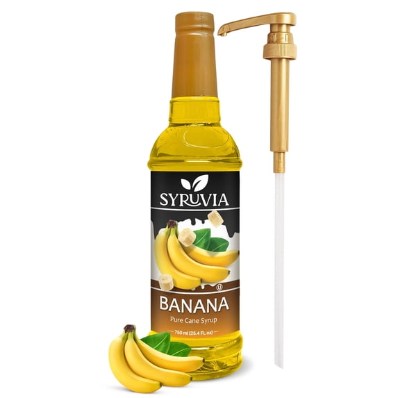 Syruvia Banana Pure Cane Syrup 25.4 fl Oz With Pump