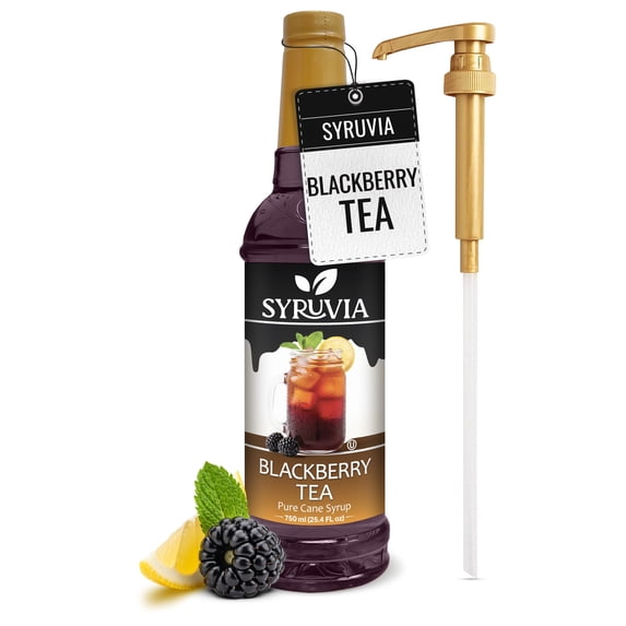 Syruvia Blackberry Tea Pure Cane Syrup 25.4 fl Oz With Pump