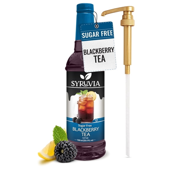 Syruvia Blackberry Tea Sugar Free Cocktails Syrup 25.4 Fl Oz With Pump