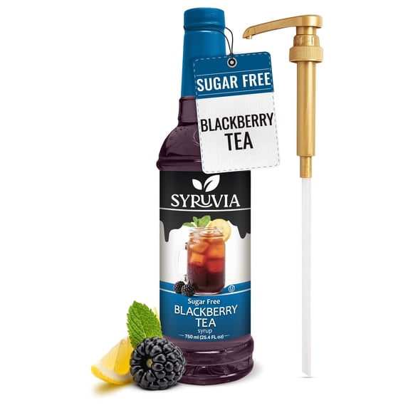 Syruvia Blackberry Tea Sugar Free Cocktails Syrup 25.4 Fl Oz With Pump