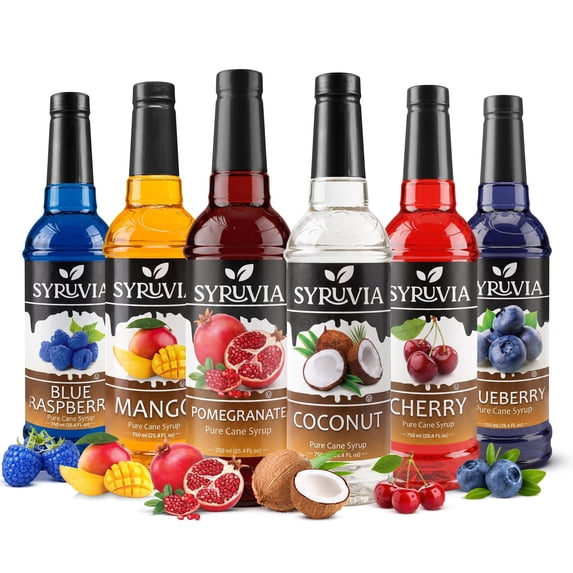 Syruvia Blue Raspberry, Mango, Pomegranate, Coconut, Cherry & Blueberry ...