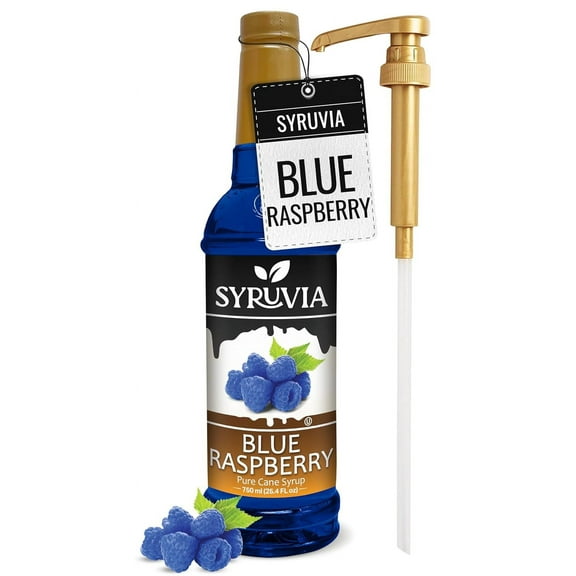 Syruvia Blue Raspberry Pure Cane Syrup, 25.4 fl Oz With Pump