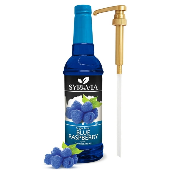 Syruvia Blue Raspberry Sugar Free Coffee Syrup 25.4 Fl. Oz With Pump