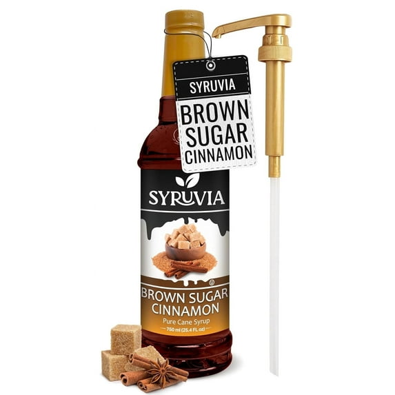 Syruvia Brown Sugar Cinnamon Pure Cane Syrup, 25.4 fl Oz With Pump