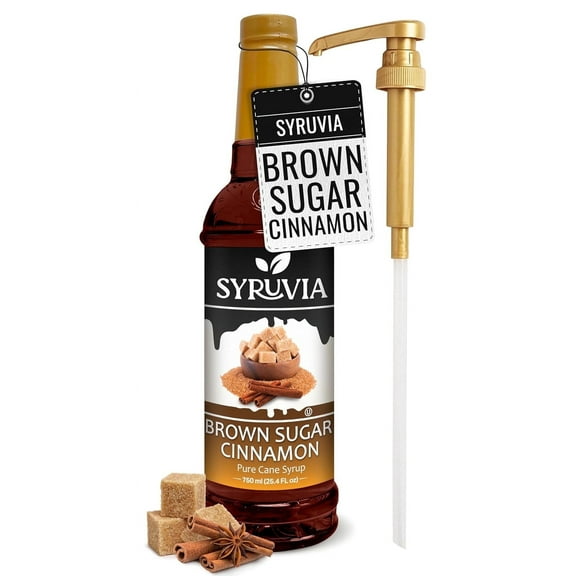 Syruvia Brown Sugar Cinnamon Pure Cane Syrup, 25.4 fl Oz With Pump