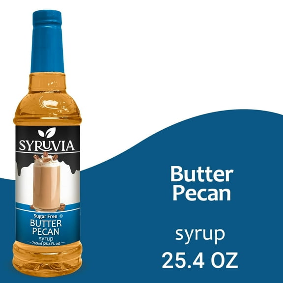 Syruvia Butter Pecan Sugar Free Coffee Syrup No-Calorie Coffee Sauce for Coffee, Lattes, Shakes, Smoothies, Desserts, 25.4 Fl. Oz