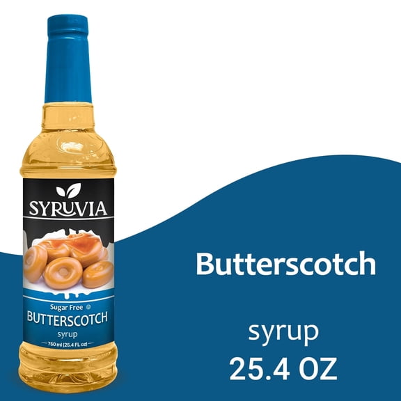 Syruvia Butterscotch Sugar Free Coffee Syrup No-Calorie Coffee Sauce for Coffee, Lattes, Shakes, Smoothies, Desserts, 25.4 Fl. Oz
