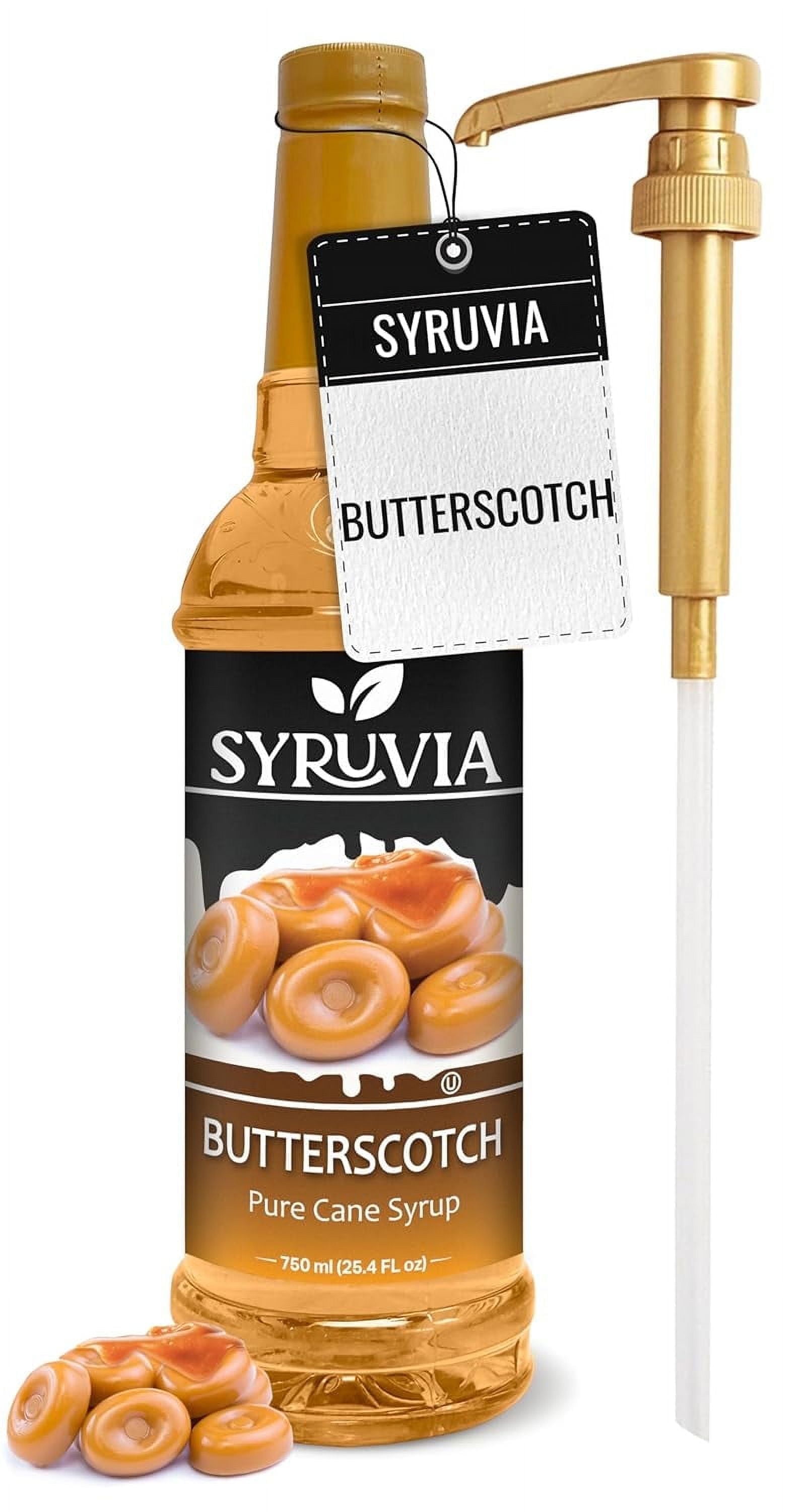 Syruvia Butterscotch Syrup Pure Cane Coffee Flavoring Syrup, 25.4 fl Oz With Pump