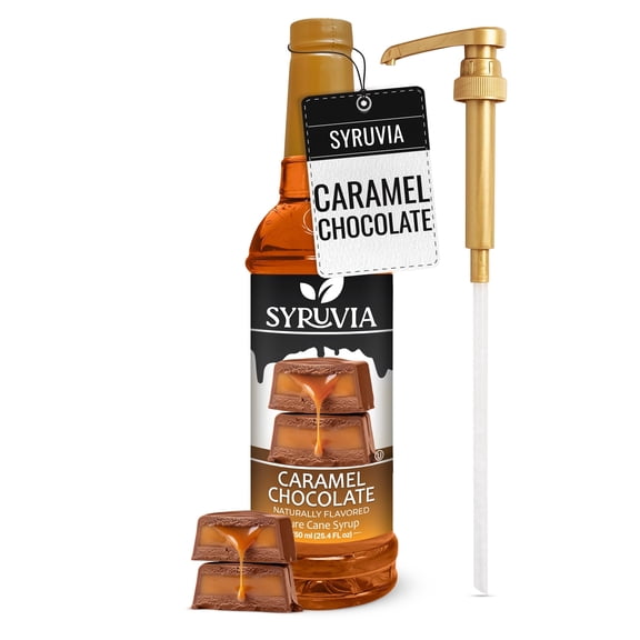 Syruvia Caramel Chocolate Pure Cane Syrup 25.4 fl Oz With Pump