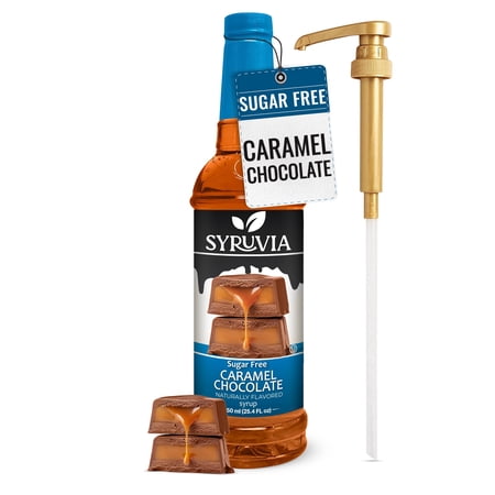Syruvia Caramel Chocolate Sugar Free Coffee Syrup 25.4 Fl Oz With Pump