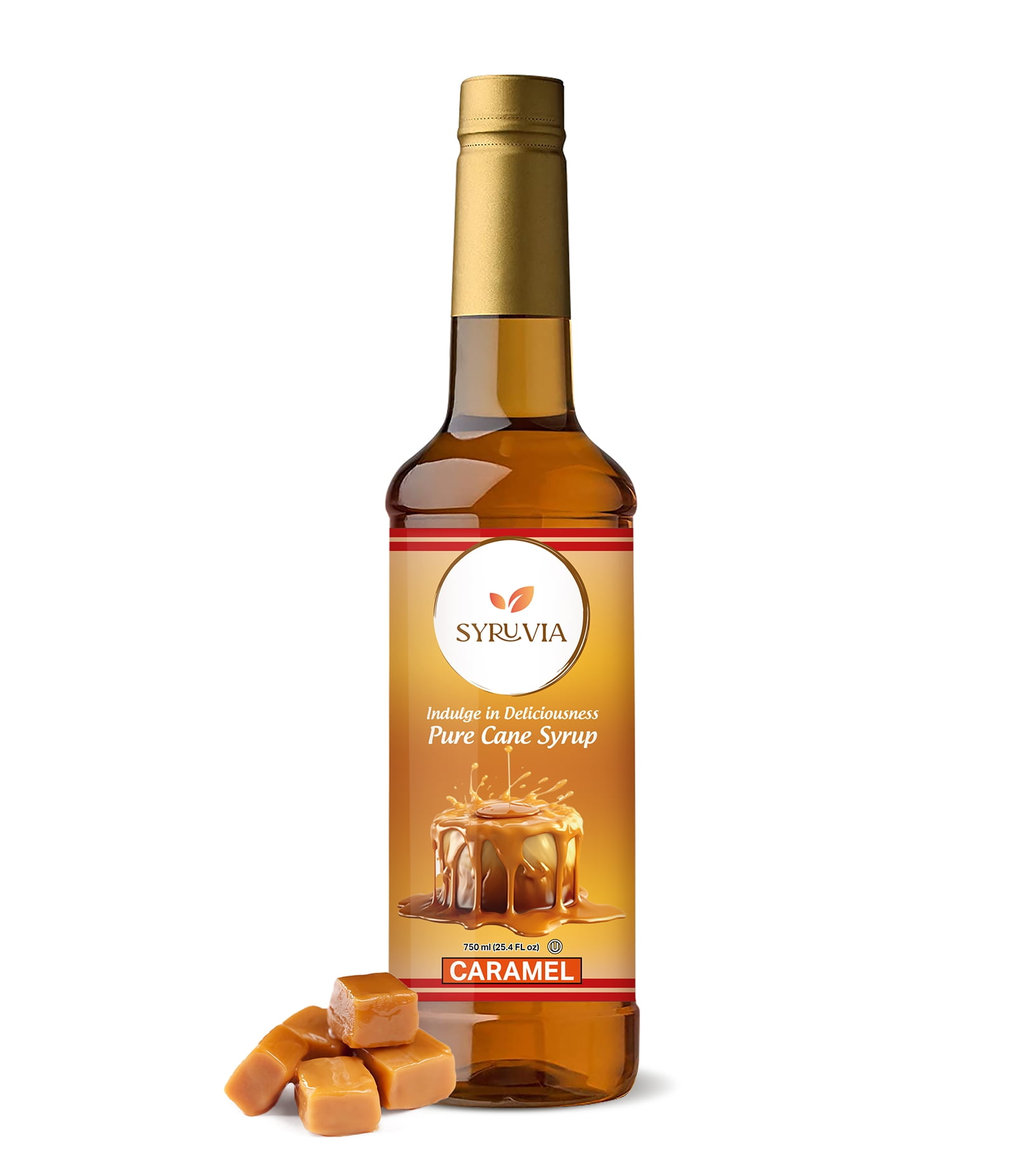 Syruvia Caramel Coffee Syrup 25.4 fl oz Syrup for Coffee, Lattes, Shakes, Smoothies