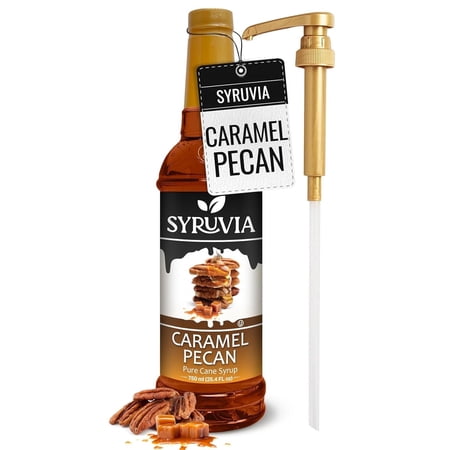 Syruvia Caramel Pecan Pure Cane Syrup, 25.4 fl Oz With Pump