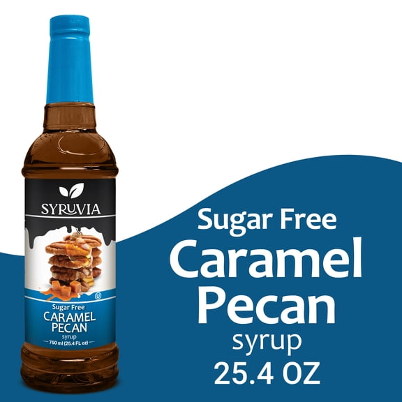 Syruvia Caramel Pecan Sugar Free Coffee Syrup No-Calorie Coffee Sauce for Coffee, Lattes, Shakes, Smoothies, Desserts, 25.4 Fl. Oz