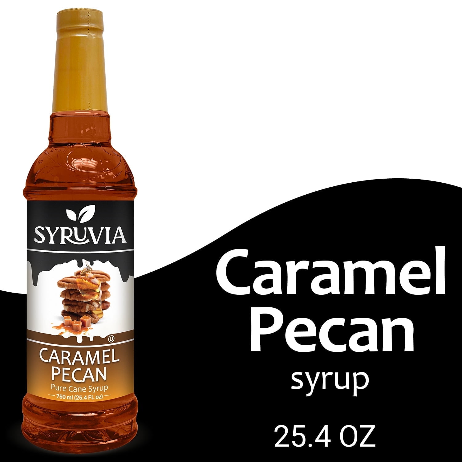 Syruvia Caramel Pecan Syrup Pure Cane Coffee Flavoring Syrup, 25.4 fl Oz
