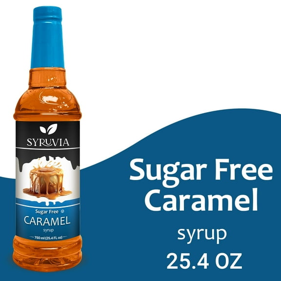 Syruvia Caramel Sugar Free Coffee Syrup No-Calorie Coffee Sauce for Coffee, Lattes, Shakes, Smoothies, Desserts, 25.4 Fl. Oz