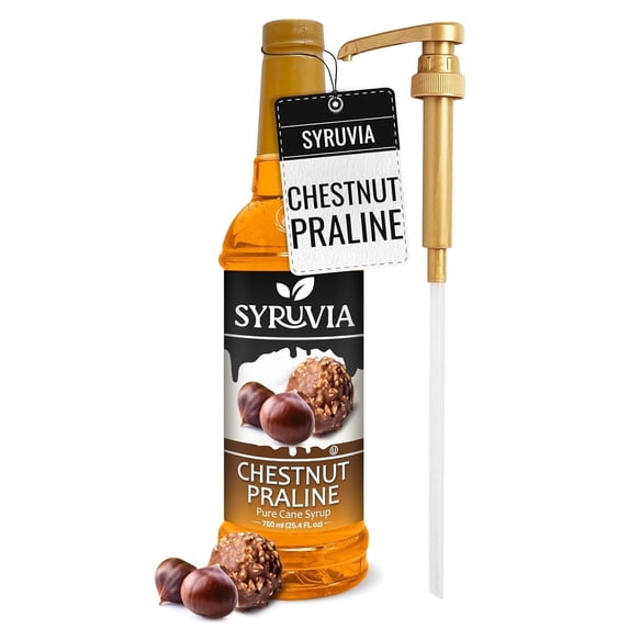 Syruvia Chestnut Praline Pure Cane Syrup, 25.4 fl Oz With Pump
