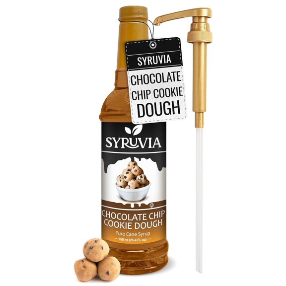 Syruvia Chocolate Chip Cookie Dough Pure Cane Syrup, 25.4 fl Oz With Pump