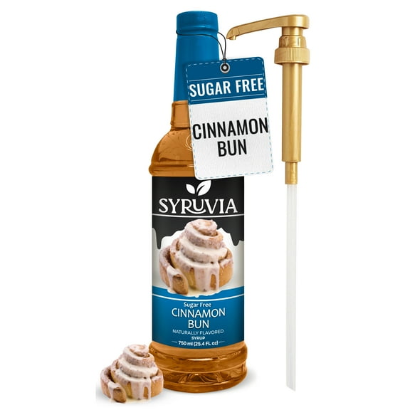 Syruvia Cinnamon Bun Sugar Free Coffee Syrup 25.4 Fl. Oz With Pump