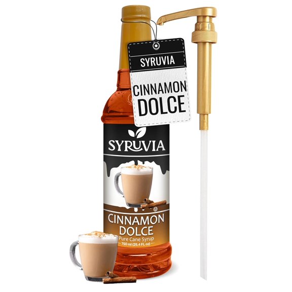 Syruvia Cinnamon Dolce Pure Cane Syrup, 25.4 fl Oz With Pump