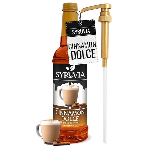 Syruvia Cinnamon Dolce Pure Cane Syrup, 25.4 fl Oz With Pump
