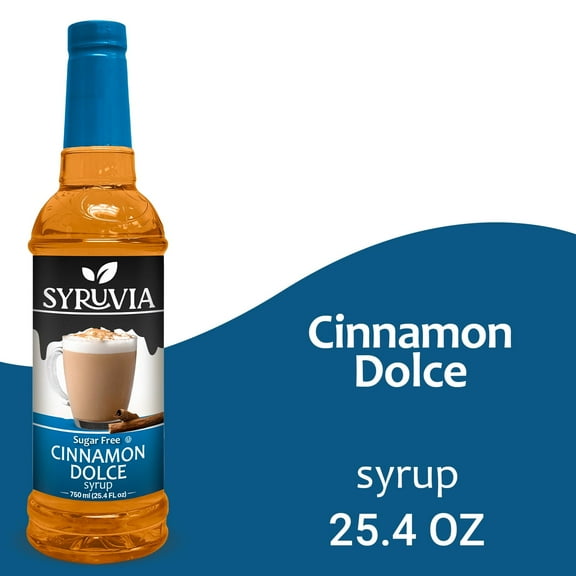 Syruvia Cinnamon Dolce Sugar Free Coffee Syrup No-Calorie Coffee Sauce for Coffee, Lattes, Shakes, Smoothies, Desserts, 25.4 Fl. Oz