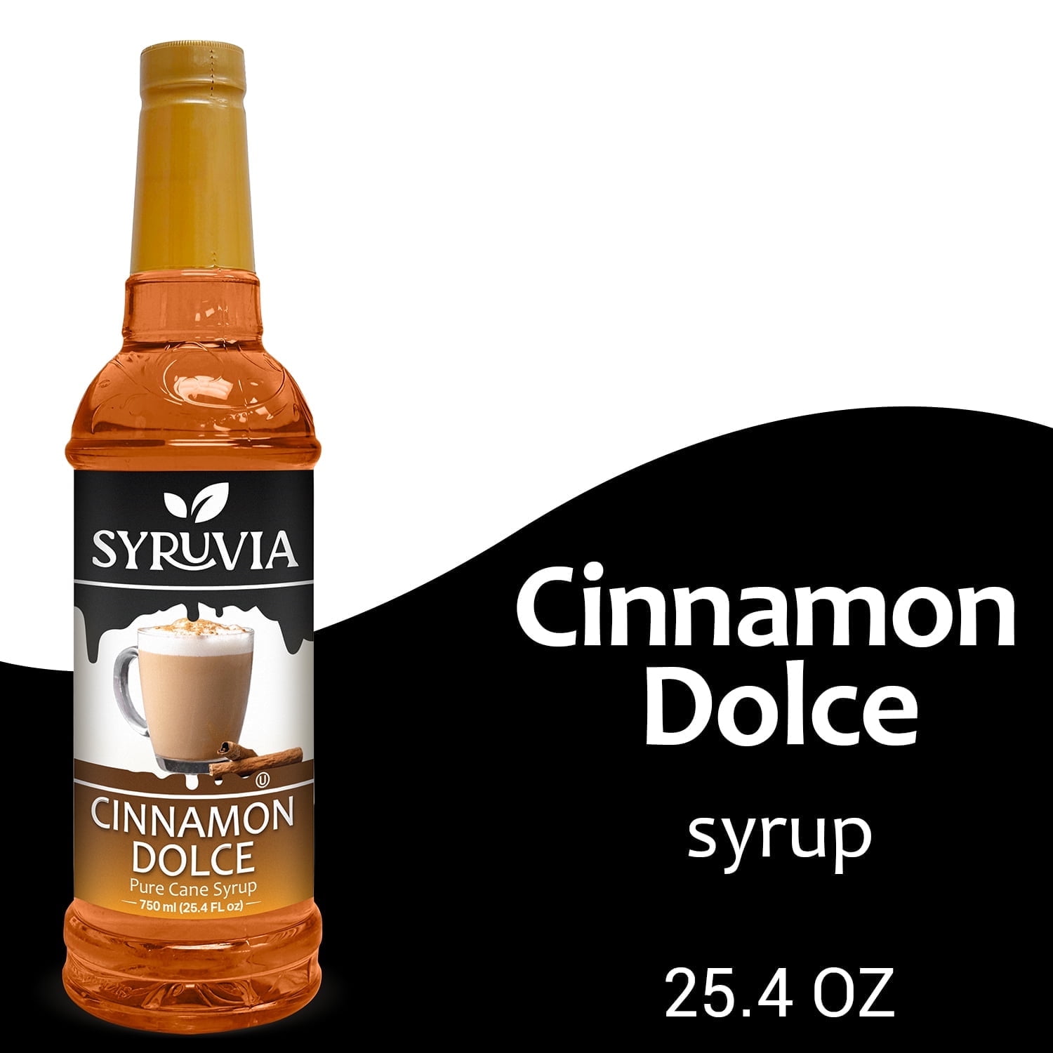 Syruvia Cinnamon Dolce Syrup Pure Cane Coffee Flavoring Syrup, 25.4 fl Oz