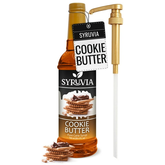 Syruvia Cookie Butter Pure Cane Syrup, 25.4 fl Oz With Pump