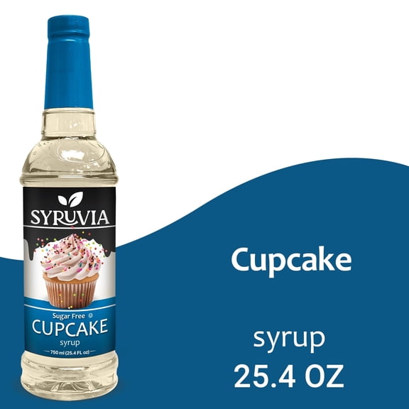 Syruvia Cupcake Sugar Free Coffee Syrup No-Calorie Coffee Sauce for Coffee, Lattes, Shakes, Smoothies, Desserts, 25.4 Fl. Oz