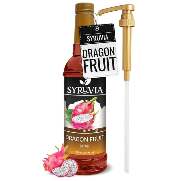 Syruvia Dragon Fruit Pure Cane Syrup, 25.4 fl Oz With Pump