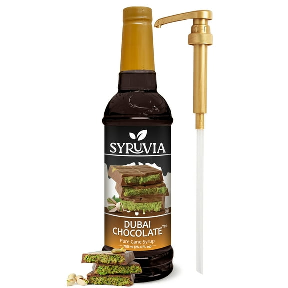 Syruvia Dubai Chocolate Pure Cane Syrup 25.4 fl Oz With Pump