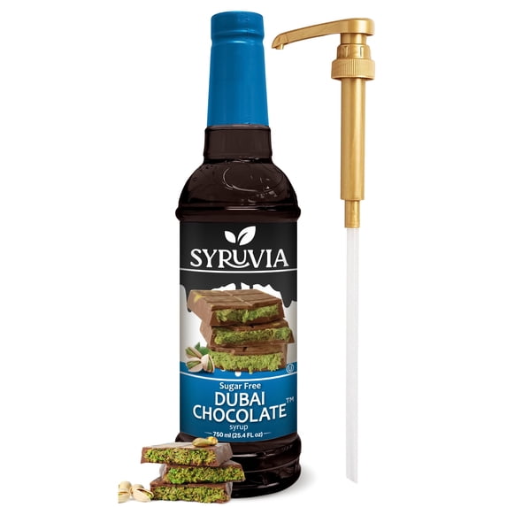 Syruvia Dubai Chocolate Sugar Free Coffee Syrup 25.4 Fl. Oz With Pump