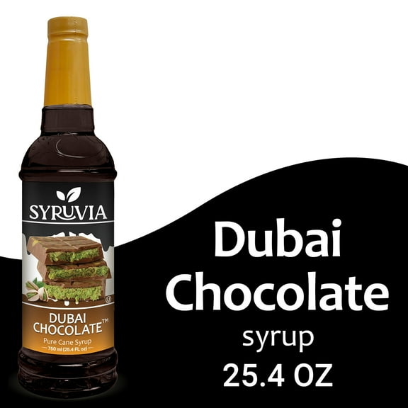 Syruvia Dubai chocolate Syrup Pure Cane Coffee Flavoring Syrup, 25.4 fl Oz